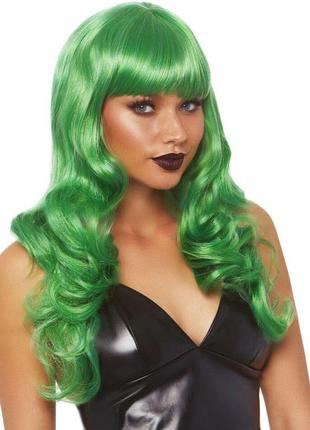 Хвилястий перуку leg avenue misfit long wavy wig green, довгий, реалістичний вид, 61 см