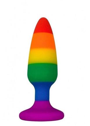 Силіконова анальна пробка wooomy hiperloo silicone rainbow plug m, діаметр 2,9 см, довжина 11 см