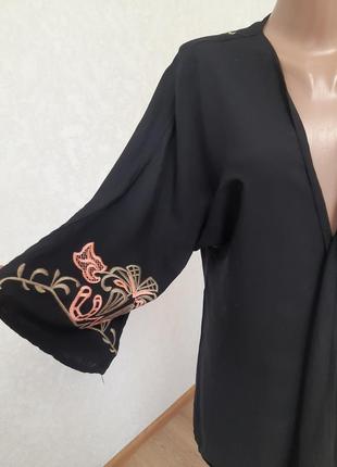 Вышитая накидка кардиган с вышивкой рукав кимоно ribbon5 фото