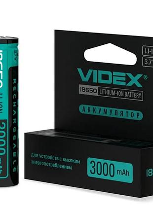 Аккумулятор videx 18650 3000 mah li-ion 3.7v с защитой