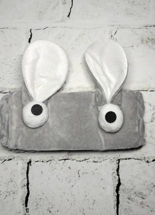 Пов'язка косметична плюшева вушки сіра