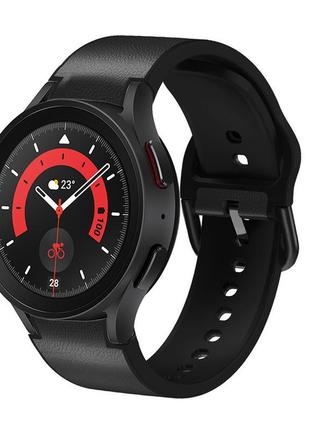 Шкіряний ремінець west для samsung galaxy watch 6 44mm чорний ...