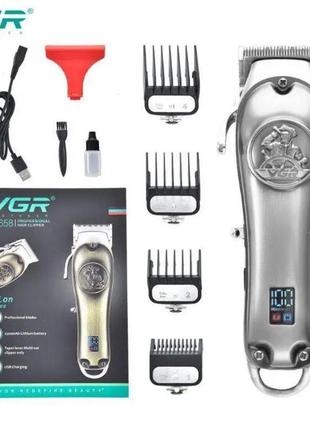 Аккумуляторная машинка для стрижки волос и бороды триммер профессиональный беспроводной vgr v-658