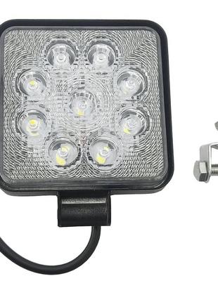 Светодиодная led фара дальнего света квадратная. противотуманная фара на 9 диодов. 06t-27w/25/s. пр-во корея
