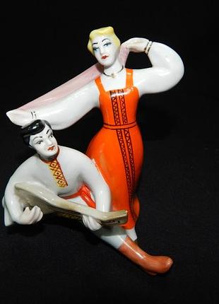 Статуэтка / фигурка "русский танец. балалайка" полонский фарфор зхк (керамик) ручная работа.