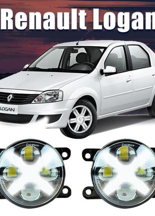 Птф renault logan фари в бампер з лінзами + габарит протитуманки led. супер якість 90 ватт!