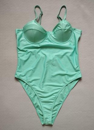 Суперовый слитный купальник на косточках батал boohoo