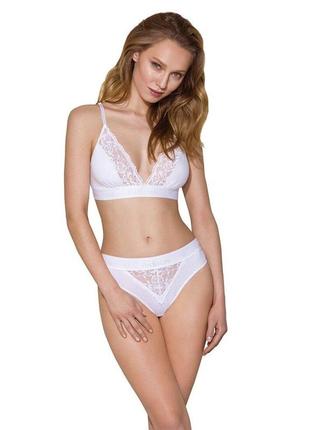 Эластичный топ с кружевом passion ps001 top s, white5 фото