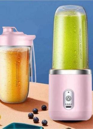 Портативна аккумуляторная соковижималка блендер с стаканом portable juicer cup 9241 400мл розовый