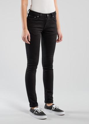 Брендовые узкие джинсы nudie jeans skinny lin black black2 фото