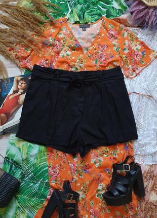Льнянве натуральные летние шорты на резинке с поясом9 фото