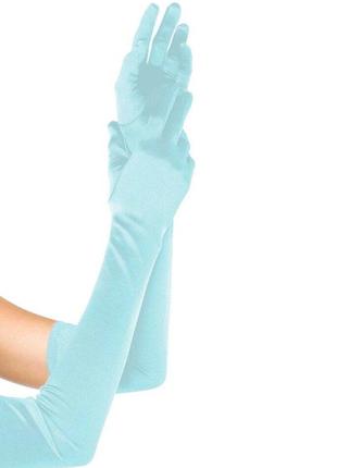 Длинные перчатки leg avenue extra long satin gloves light blue