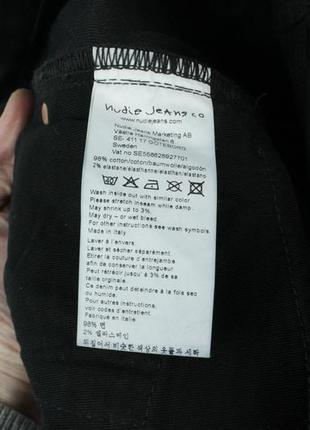 Брендовые узкие джинсы nudie jeans skinny lin black black10 фото