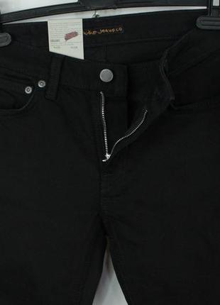 Брендовые узкие джинсы nudie jeans skinny lin black black4 фото