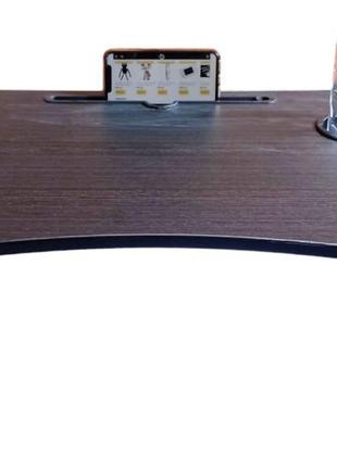 Столик для ноутбука, планшета сніданків складний переносний стіл в ліжко з підставкою під стакан дерев'яний чорний1 фото