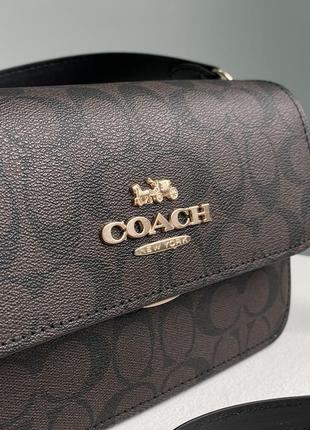 Сумка coach brynn flap crossbody in signature canvas brown5 фото