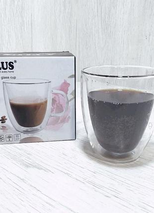 Скляна чашка з подвійними стінками a-plus a-7006 390 мл