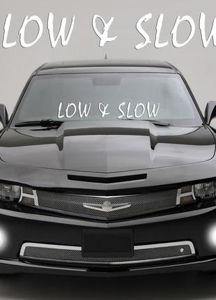 Наклейка на стекло "low & slow" или любая надпись под заказ. наклейки на стекло авто, на кузов, куда угодно.в