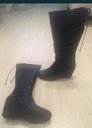 Зимние кожаные сапоги из натуральной кожи