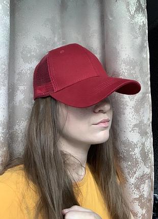 Бейсболка бордова марсала кепка з сіточкою