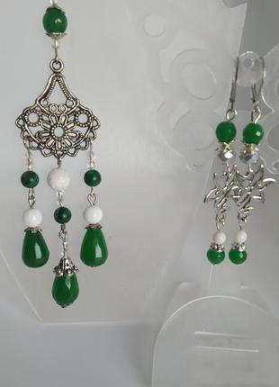 Резной коралл, нефрит. "жасмин" набор.6 фото