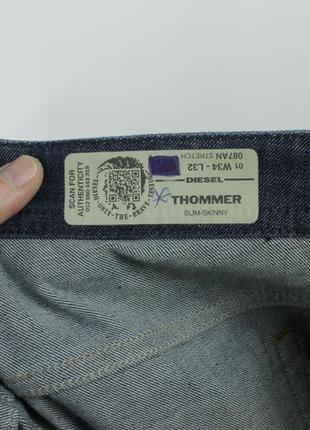 Стильні оригінальні джинси diesel thommer 087an stretch slim-skinny blue jeans8 фото