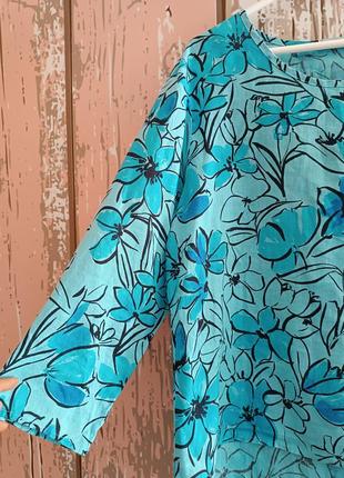 Льняная блуза с цветами2 фото