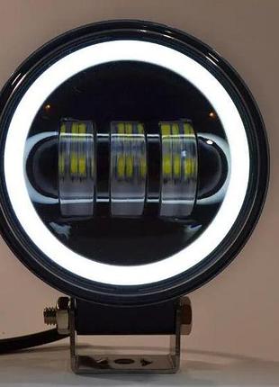 Комплект led фар. ангельские глазки + фары с линзой и свето-теневой границей!! 45w 12-24v