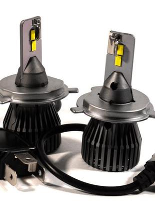 Комплект led ламп headlight f1x h4 (p43t) 52w 12v 8400lm з активним охолодженням (збільшена світловіддача)
