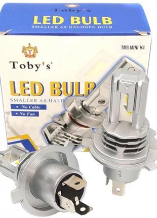 Цоколь н4 комплект led ламп toby's mini h4 9-32v 22w 6000k стандартный размер (диод 1860)