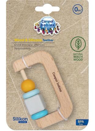 Прорізувач canpol babies дерев'яно-силіконова різнобарвна (80/...3 фото