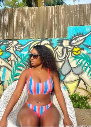 Незрівнянний роздільний купальник топ і трусики в різнобарвні смуги батал matalan