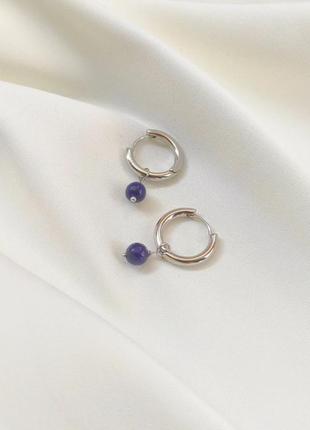 Серьги из лазури натурального камня ручная работа