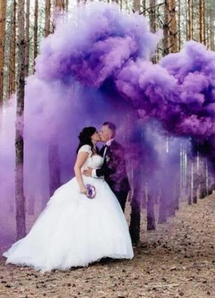 Ручний фіолетовий кольоровий дим, димова шашка, довга рукоятка...2 фото