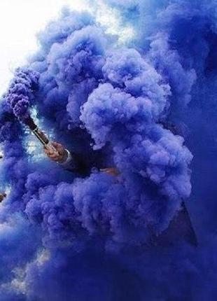 Синій кольоровий дим (найнасиченіший (дим09), димова шашка, ко...4 фото