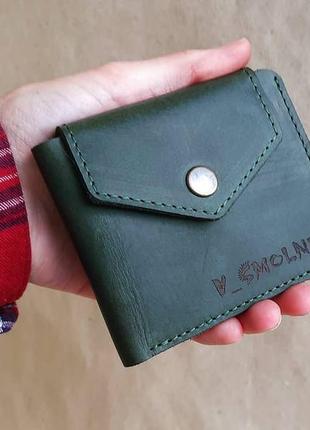 Шкіряний гаманець "pretty" ручної роботи, гаманець з гравіюван...2 фото