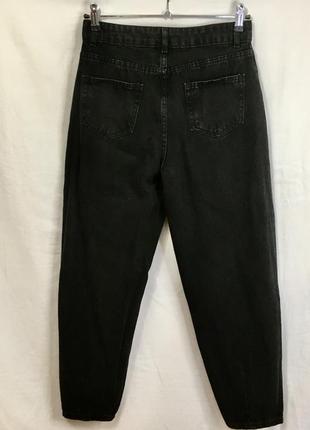 Черные плотные теплые джинсы мом с высокой талией2 фото