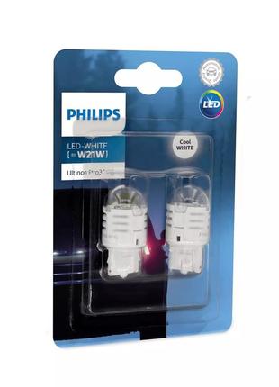 Комплект светодиодных ламп philips 11065u30cwb2 w21w led 12v ultinon pro3000 white1 фото