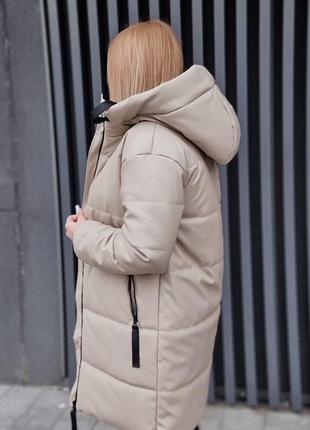 Тепла зимова куртка пуховик зефирка з еко шкіри) є 3 кольори...2 фото