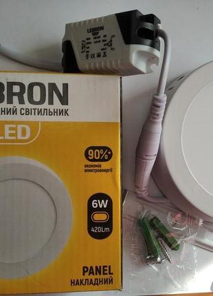 Led св-к lebron l-prs-641, 6w, нак-ний, 4100k, з блоком живлен...