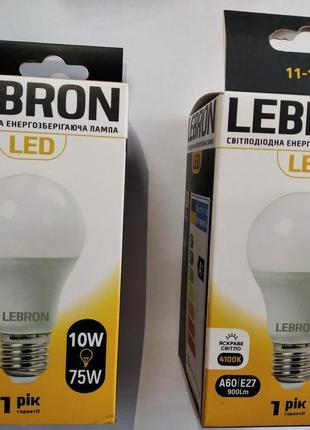 Led лампа lebron l-a60, 10w, е27, 4100k, 850lm, кут 240°