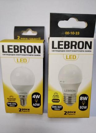 Led лампа lebron l-g45, 8w, е27, 3000k, 700lm