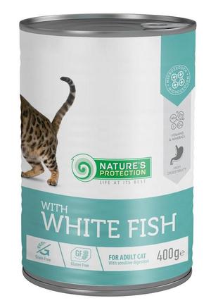 Вологий корм для дорослих котів з білою рибою nature's protect...