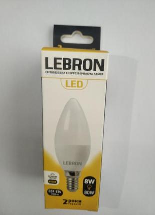 Led лампа lebron l-с37, 8w, е14, 4100k, 700lm, кут 240°