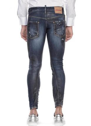 Крутые оригинальные джинсы dsquared2 slim fit distressed blue denim sexy twist jean2 фото