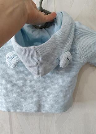 Вязаная кофточка с ушками на 3-6 месяцев