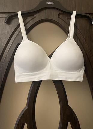Шикарный, базовый, бюстгальтер, в белом, цвете, без, косточек, от дорогого бренда: george 👌