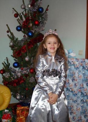 Плаття-сарафан нарядне з болеро для дівчинки 6-8 років срібного к