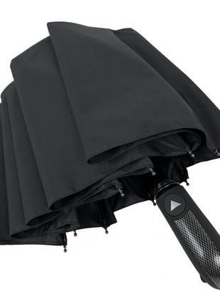 Семейный складной зонт полуавтомат на 10 спиц с большим куполом от thebest, антиветер, черный, 0731-16 фото