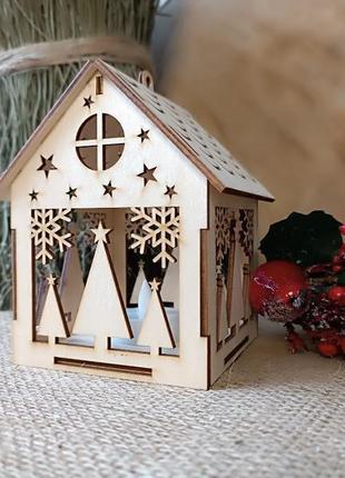 Новорічний  будиночок з led підсвіткою. дерев'яний будиночок з...